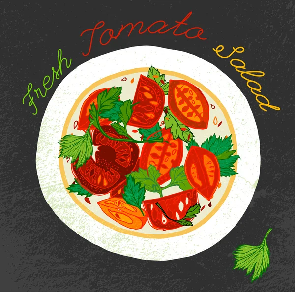 Ensalada de tomate Imagen — Vector de stock