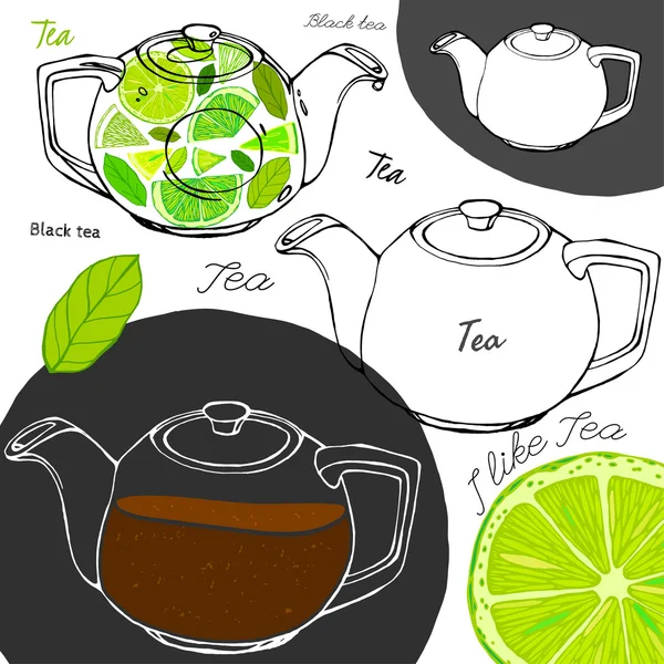 Elle çizilmiş çay kavramı — Stok Vektör