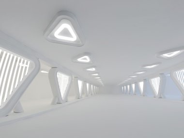 boş ışık büyük salonu 3d render