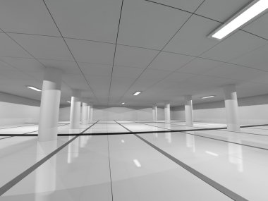 boş ışık büyük salonu 3d render