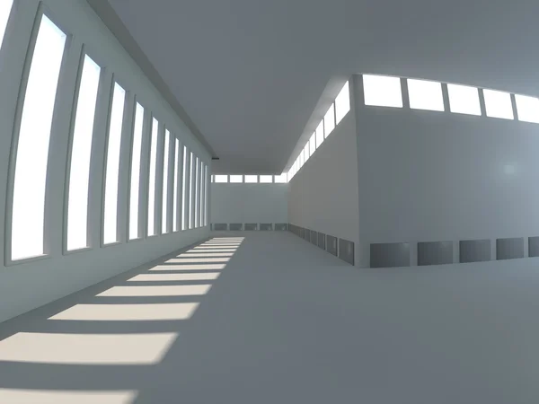 Leeres Licht große Halle 3D-Rendering — Stockfoto