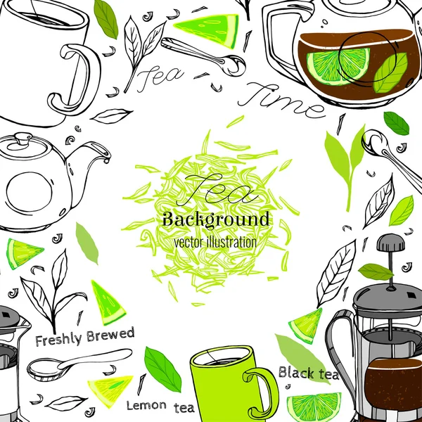 Ręcznie rysowane herbaty koncepcja — Wektor stockowy