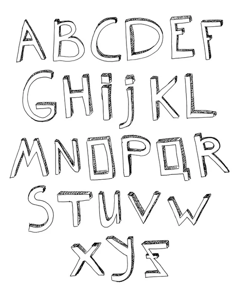 Ruční abecedy nakreslené 03 A — Stockový vektor
