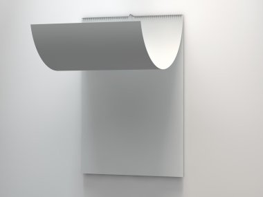gri bir duvar takvimi. 3D render