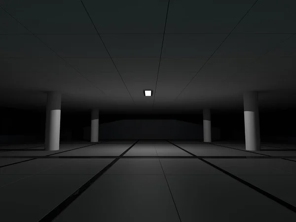 Pusty światło renderowania 3d dużej sali — Zdjęcie stockowe