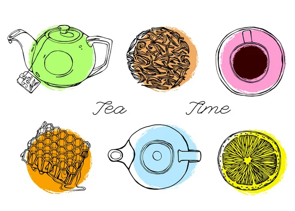 Concepto de hora del té — Vector de stock