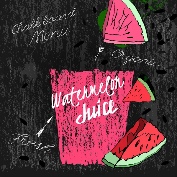 Watermelon Juice Blackboard 01 A — Stock Vector