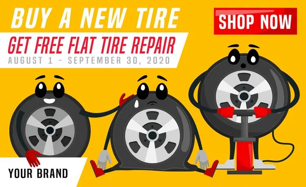 Anúncio de serviço de montagem de rodas e pneus —  Vetores de Stock