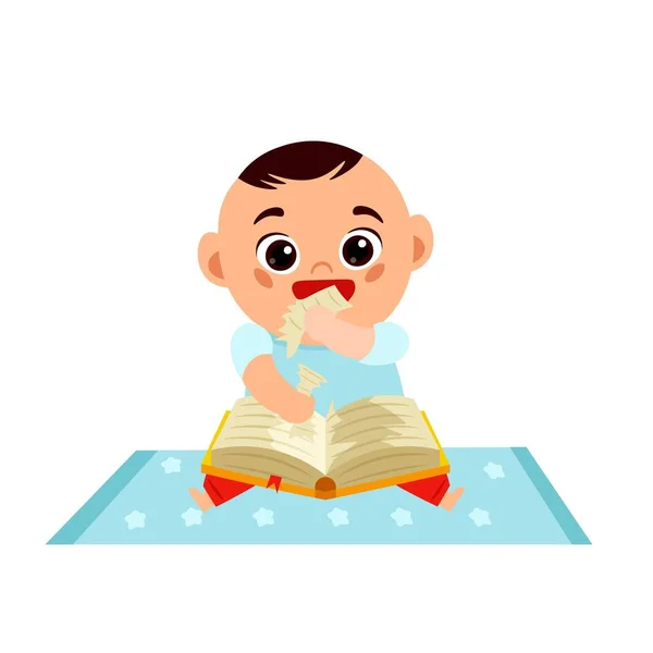 Niño y un libro — Vector de stock