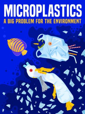 Mikroplastik problem posteri. Okyanus kavramını koru