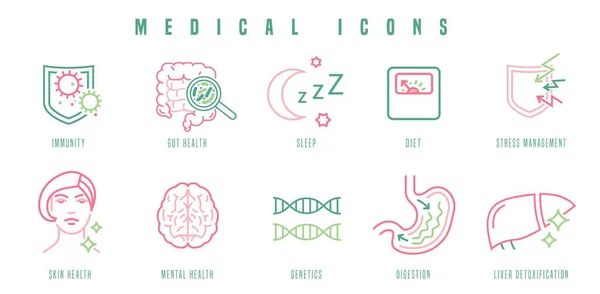 Conjunto de ícones médicos. Sinais delineados em estilo moderno —  Vetores de Stock