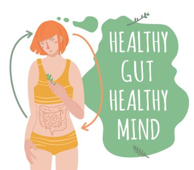 Healthy gut healthy mind. Landscape vector poster clipart