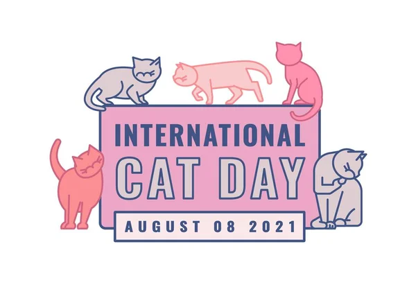 Międzynarodowe logo Dnia Kota. Świętowanie kotów. — Wektor stockowy