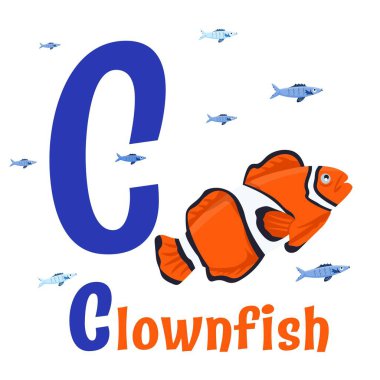 Deniz Hayvanı Alfabesi. Çocuklar için ABC. C harfi