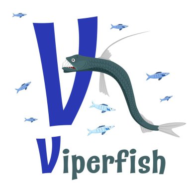 Deniz Hayvanı Alfabesi. Çocuklar için ABC. V harfi