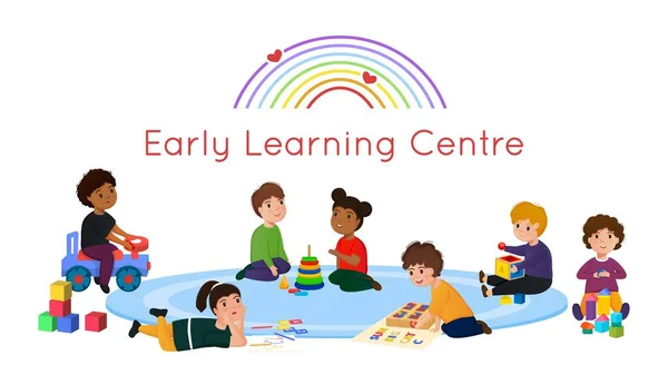 Логотип центра раннего обучения. Логотип государственной школы и детского сада. — стоковый вектор