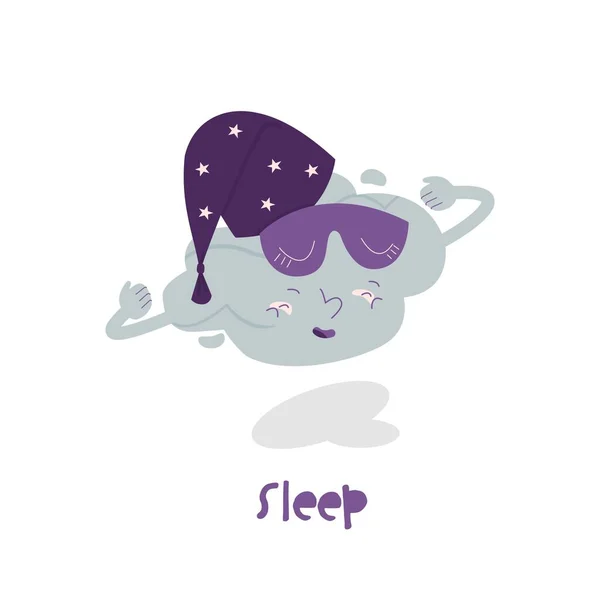 Rest and sleep more icon. The cloud in bed cap. — Stock Vector