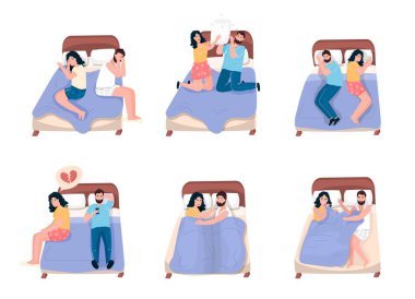Evli bir çiftin sorunları. Yatakta Quarrels.