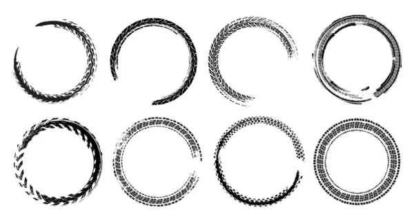 Conjunto de círculos de marcas de deslizamiento. Ilustración vectorial aislada — Vector de stock