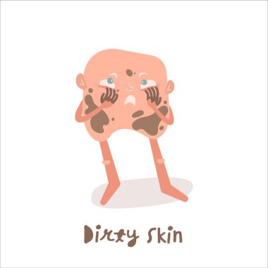 Kirli cilt karakter ikonu. Tıbbi bir resim. Kozmetoloji işareti