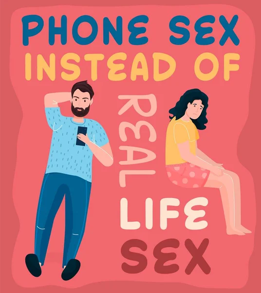 Verificas o telemóvel durante o sexo? Problemas de casamento. — Vetor de Stock