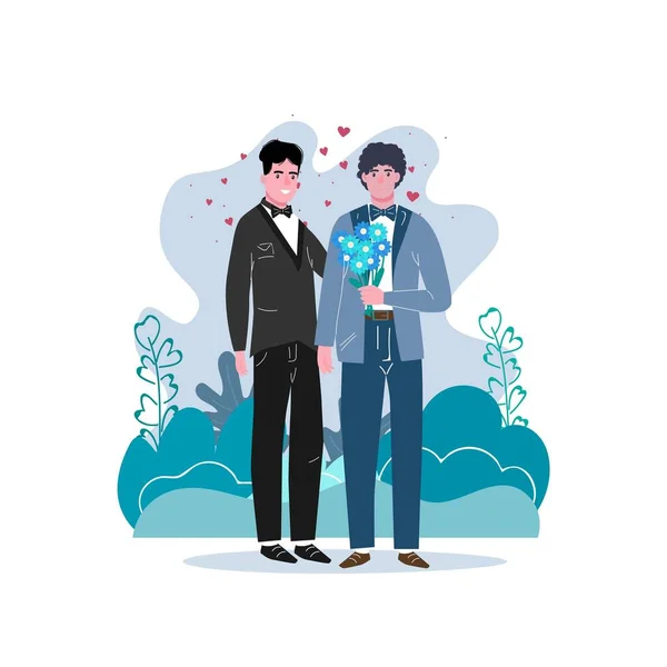 Boda no convencional. Matrimonio de gays, bisexuales y transexuales. — Archivo Imágenes Vectoriales