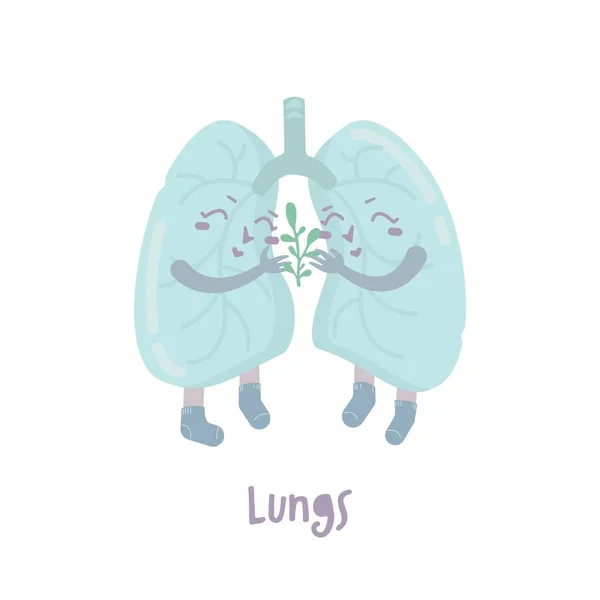 Pulmones sanos. Personajes de dibujos animados en un estilo de moda. — Archivo Imágenes Vectoriales