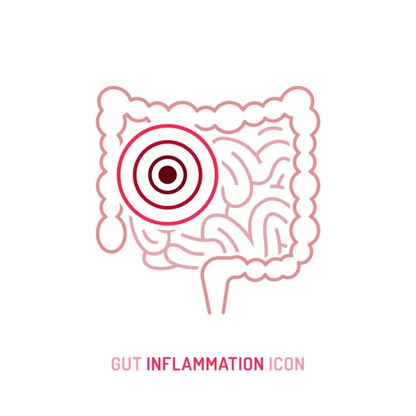 Inflamación intestinal, dolor, signo de enojo. Ilustración vectorial editable en estilo de contorno moderno — Vector de stock
