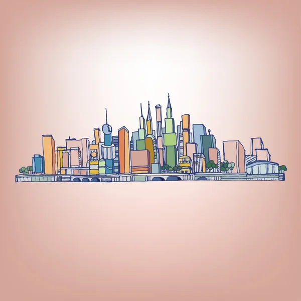 Ciudad abstracta en líneas — Vector de stock