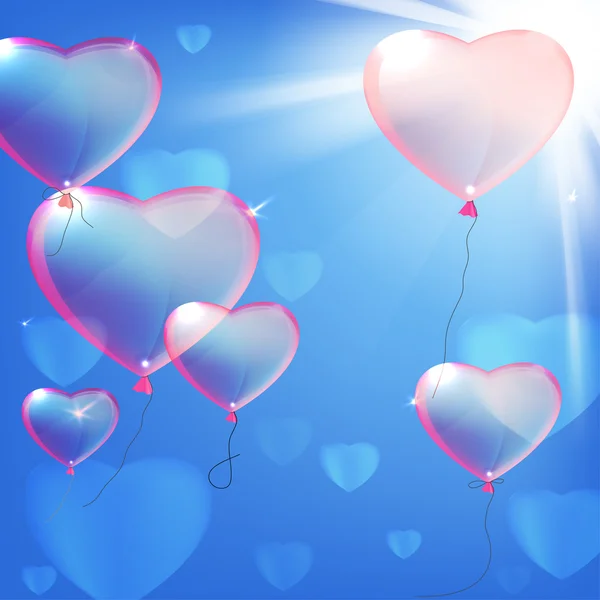 Růžové srdce balónky — Stockový vektor