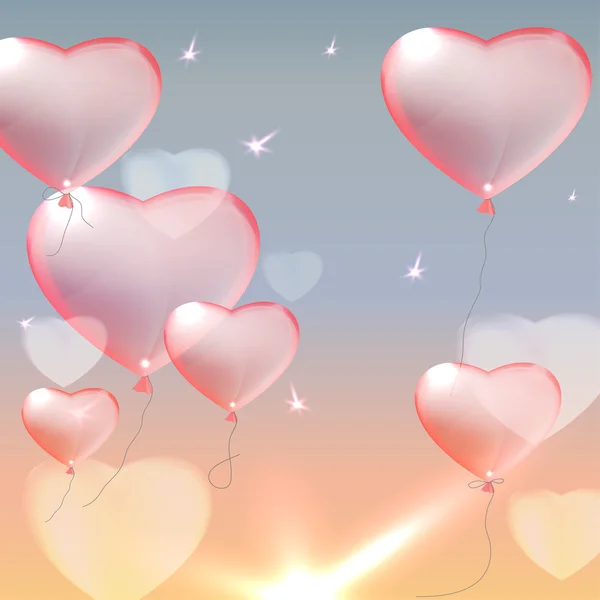 Globos de corazón rosa — Vector de stock