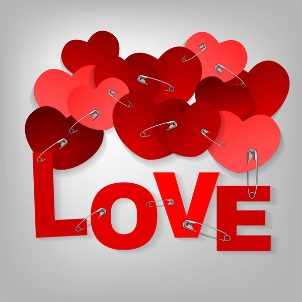 10 приколотых сердец — стоковый вектор