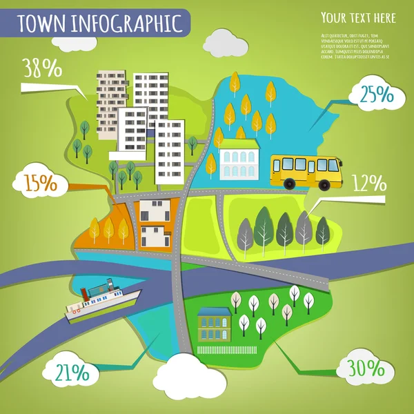 Mapa de paisaje de la ciudad — Vector de stock