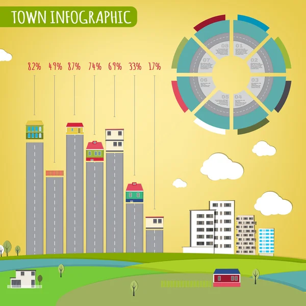 Kasaba infographics — Stok Vektör