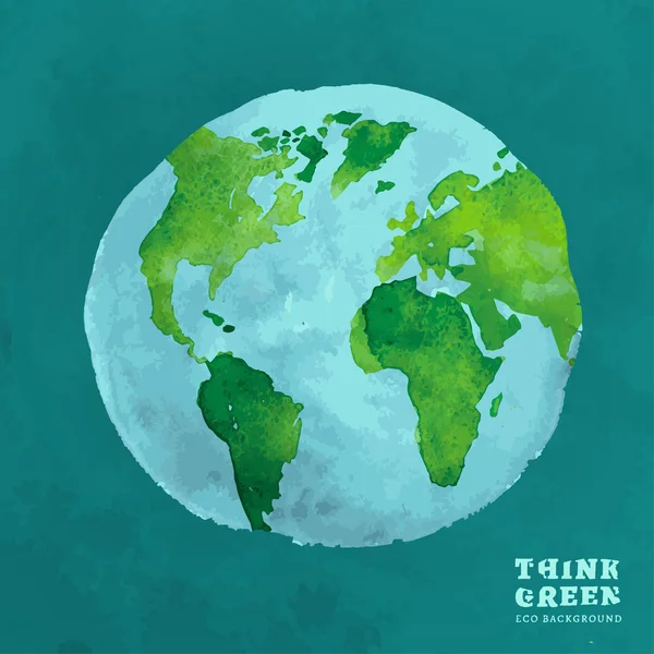 01 globe akvarel eco koncept — Stockový vektor