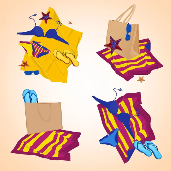 Set de playa — Vector de stock