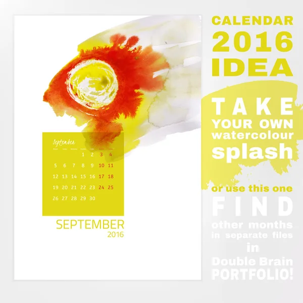 Calendário de impressão 2016 aquarela — Vetor de Stock