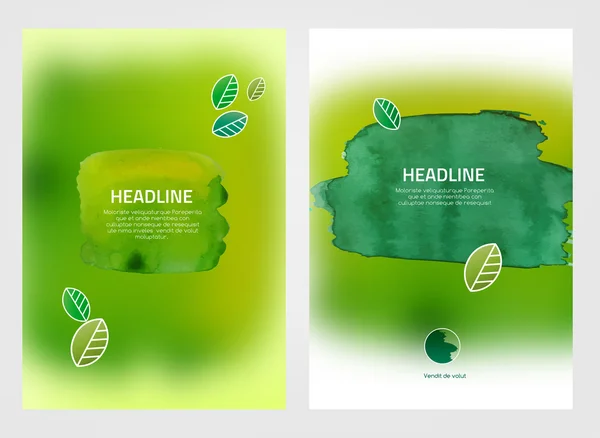 Watercolour eco brochures — Stockový vektor