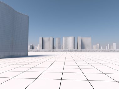 Beyaz skyscapers 3d render