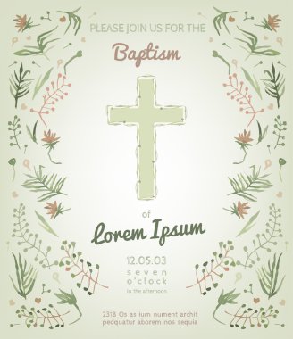 Baptism invitation card clipart