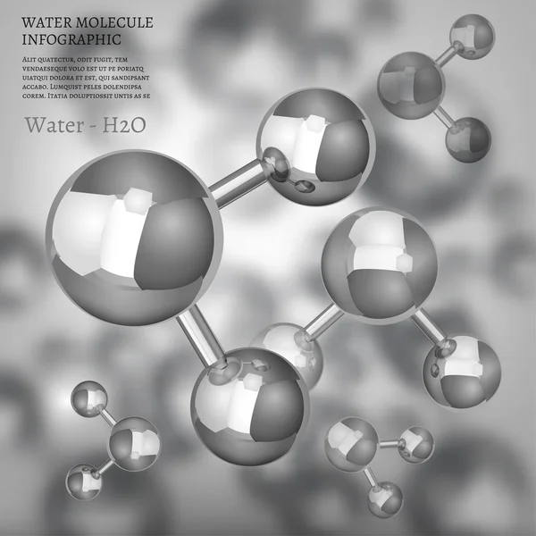 Metallic Water molecule — Stockvector