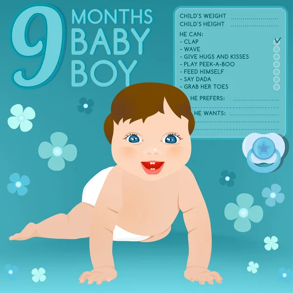 Nove meses bebê — Vetor de Stock