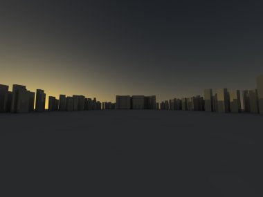 Şehir 3d render içinde gökdelenler peyzaj