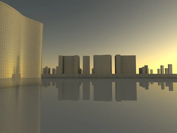 Paysage de gratte-ciel dans la ville rendu 3D — Photo