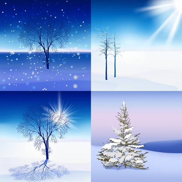 Winterlandschaft gesetzt — Stockvektor