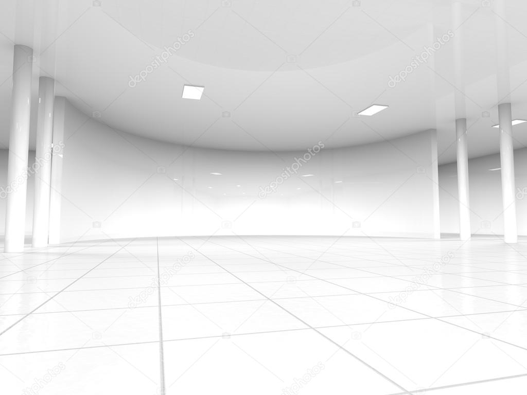 empty white open space 3D rendering