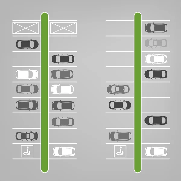 Parkeerplaats bovenaanzicht — Stockvector