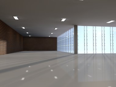 boş ışık büyük salonu 3d render