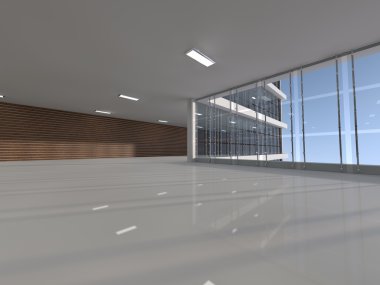 boş ışık büyük salonu 3d render