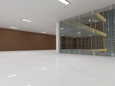 boş ışık büyük salonu 3d render